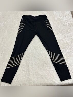RBX women’s Black high waisted leggings size L athletic workout gym striped